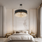 Luxury Black Crystal Chandelier with Adjustable Chain