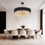 Luxury Black Crystal Chandelier with Adjustable Chain