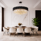 Luxury Black Crystal Chandelier with Adjustable Chain