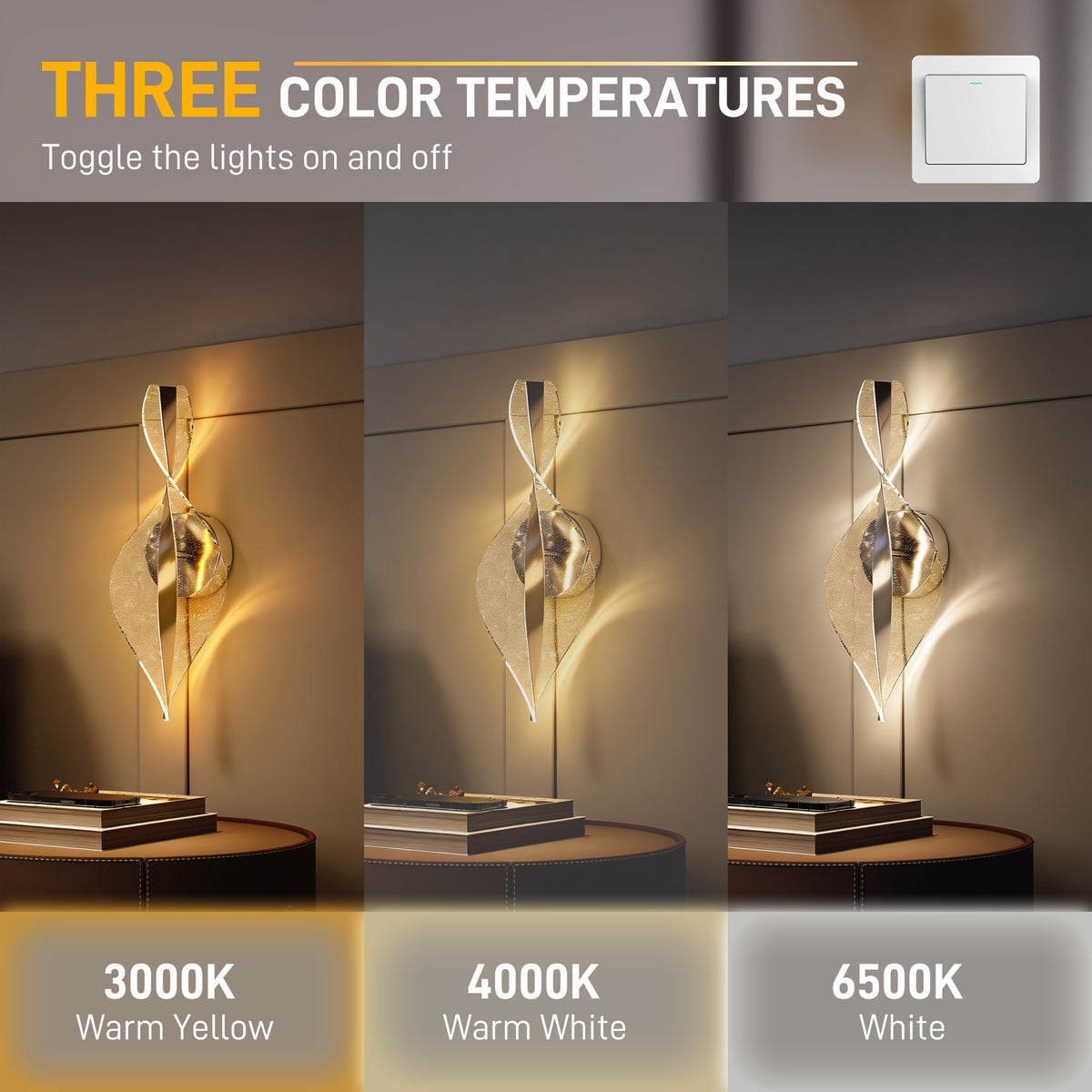 Silver LED wall sconce close-up