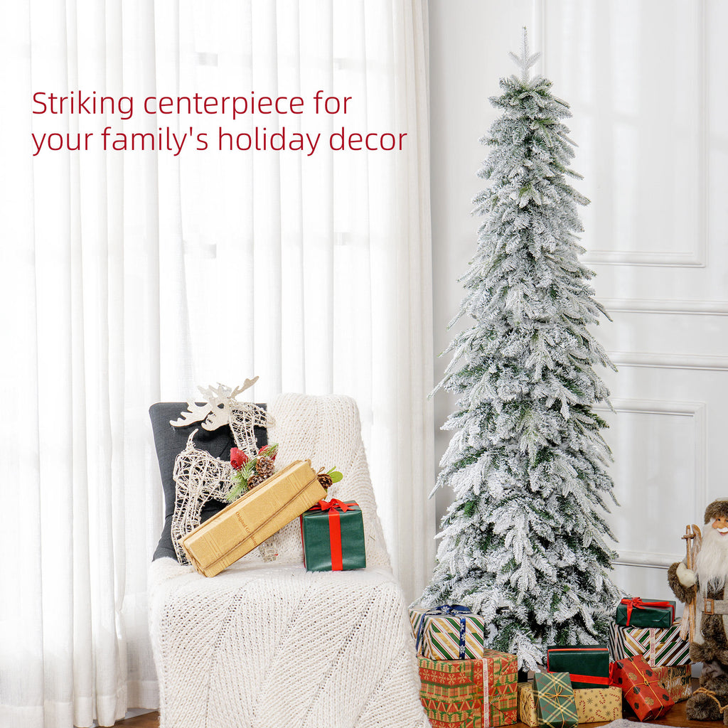 6ft Pencil Snow Flocked Christmas Tree with Downswept Branches