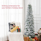 6ft Pencil Snow Flocked Christmas Tree with Downswept Branches