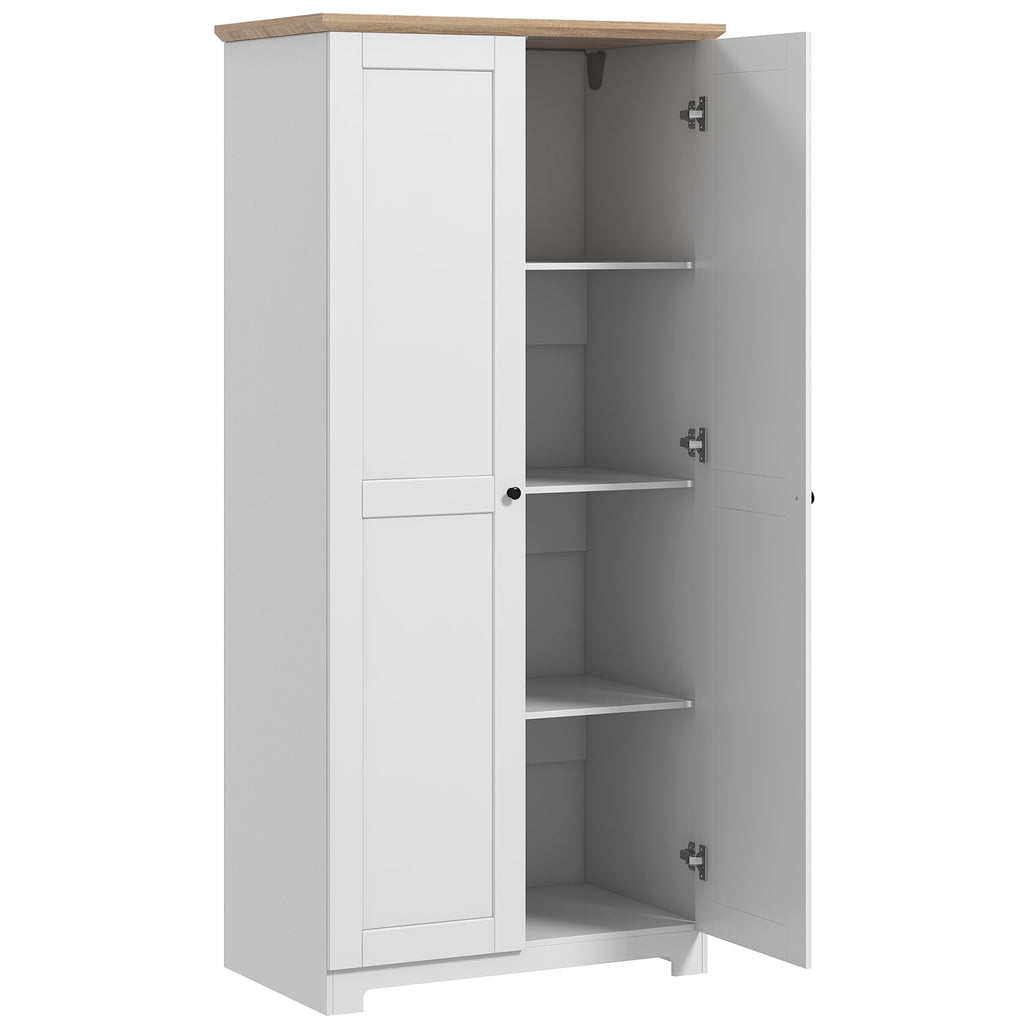 Tall Storage Cabinet with Two Doors and Adjustable Shelves White