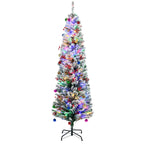 6ft Pre-Lit Snow Flocked Christmas Tree with LED Lights Green