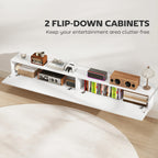 Fluted Floating TV Stand with Cable Management - White