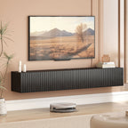 Black Fluted 140cm Floating TV Stand with Flip Cabinets
