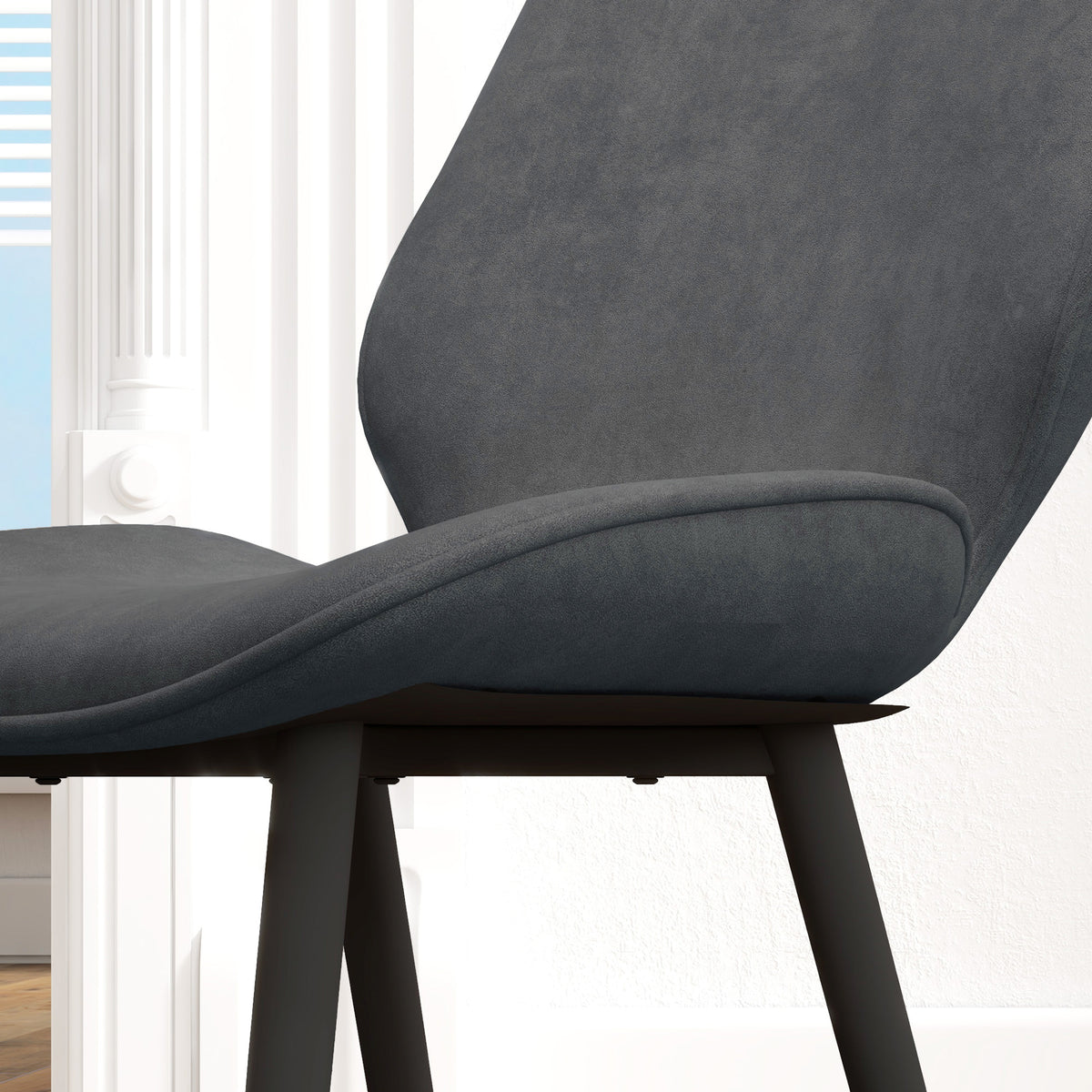 Velvet Dining Chairs Set of 2 with Steel Legs
