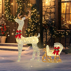 Light-Up Reindeer and Sleigh Christmas Decoration White