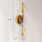 Set of two gold LED spiral wall lights