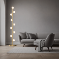 Nordic Pearl Floor Lamp with Gold Stem and Frosted Glass Globes