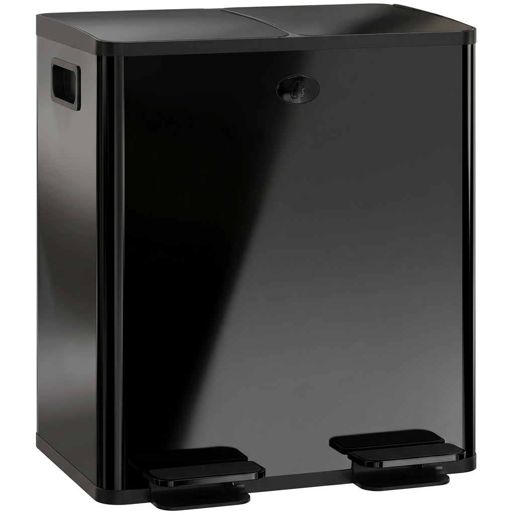 Dual Compartment Recycling Bin with Deodoriser Holders - Black