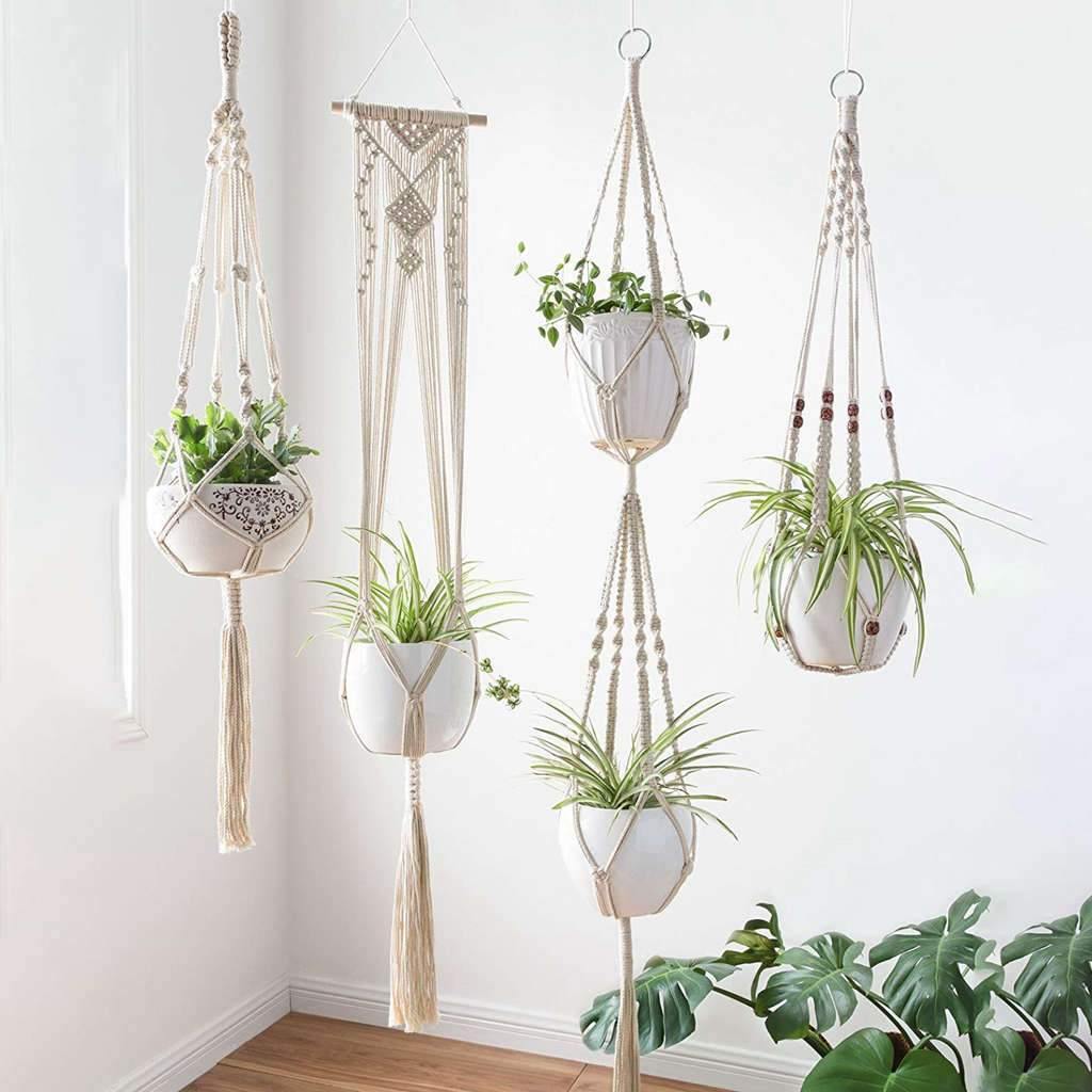 4-Piece Boho Macrame Plant Hanger Set