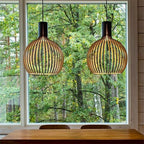 Handcrafted Wooden Pendant Light with Natural Scandinavian Grain