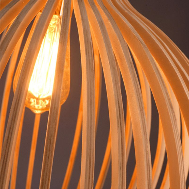 Handcrafted Wooden Pendant Light with Natural Scandinavian Grain