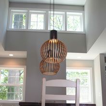 Handcrafted Wooden Pendant Light with Natural Scandinavian Grain