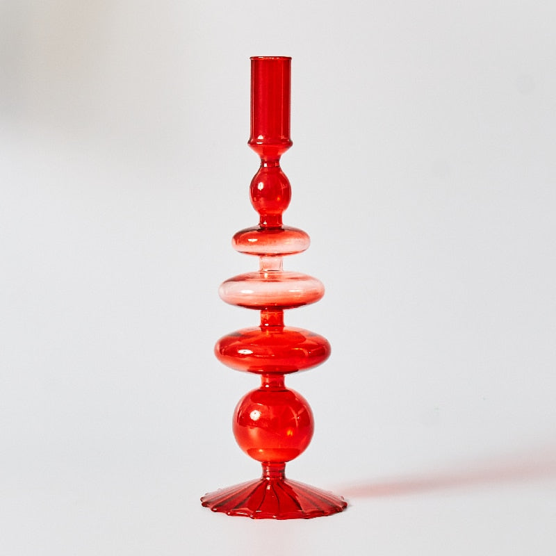 Red Borosilicate Glass Candle Holder & Vase