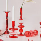 Red Borosilicate Glass Candle Holder & Vase