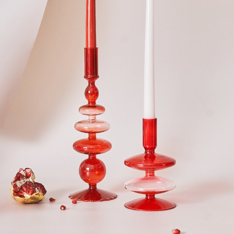 Red Borosilicate Glass Candle Holder & Vase