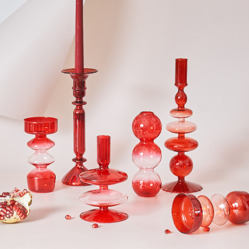 Red Borosilicate Glass Candle Holder & Vase