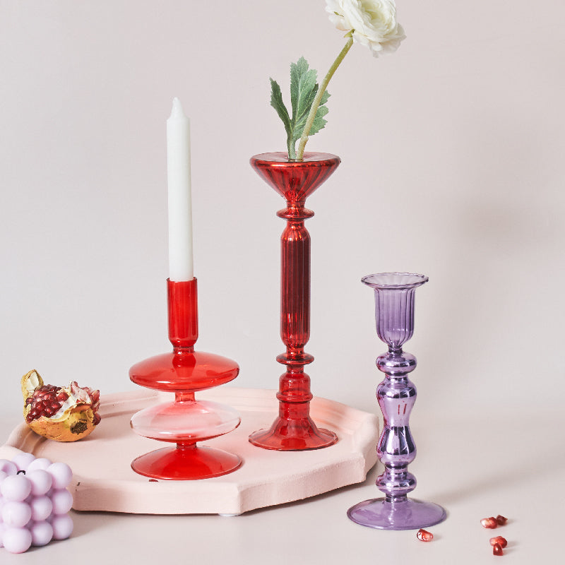 Red Borosilicate Glass Candle Holder & Vase