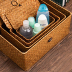 Handwoven Rattan Storage Box with Lid Modern Home Storage