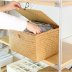 Handwoven Rattan Storage Box with Lid Modern Home Storage