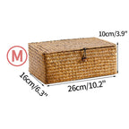 Handwoven Rattan Storage Box with Lid Modern Home Storage
