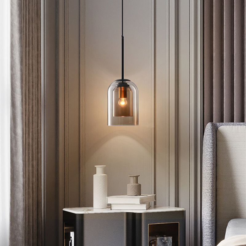 Mica Mid-Century Pendant Lamp with Double Glass Shade
