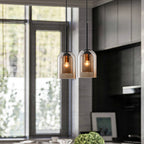 Mica Mid-Century Pendant Lamp with Double Glass Shade