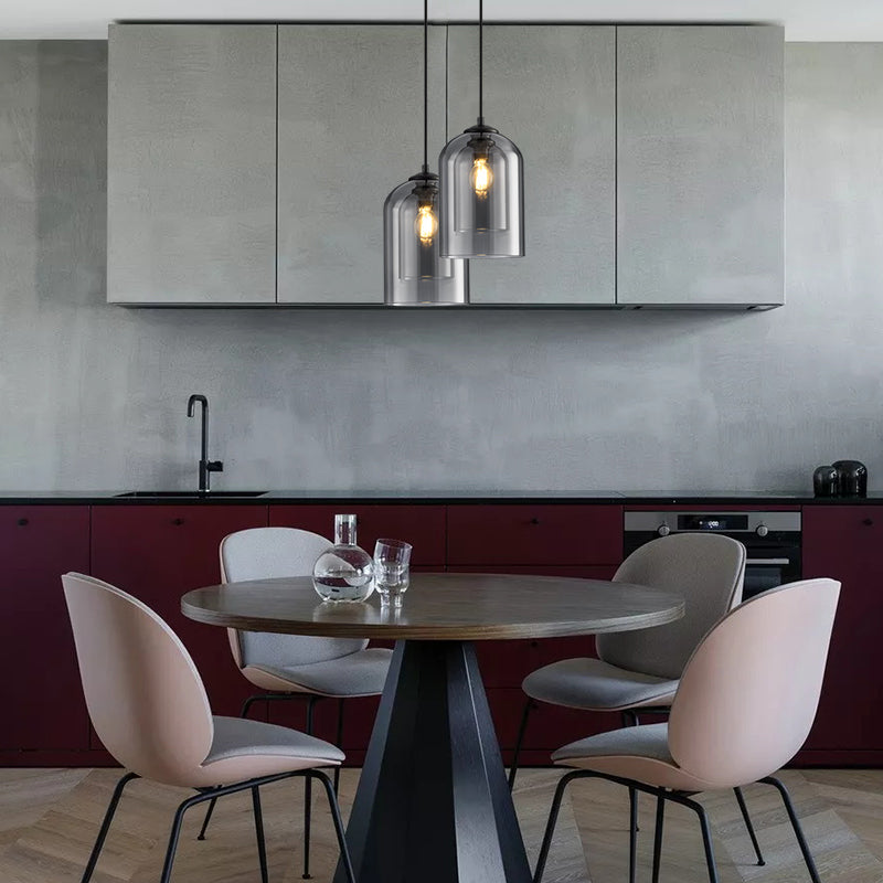 Mica Mid-Century Pendant Lamp with Double Glass Shade