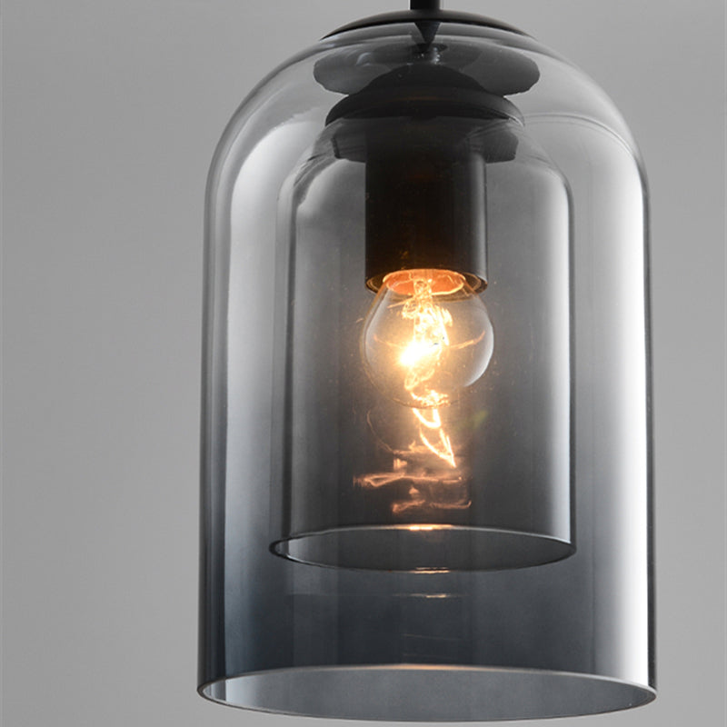 Mica Mid-Century Pendant Lamp with Double Glass Shade