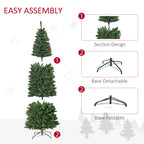 7 Foot Prelit Artificial Pencil Christmas Tree with Warm White LED Lights and Red Berries
