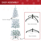 6ft Pre-Lit Snow Flocked Christmas Tree with Warm White LED Lights