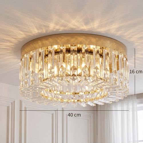 Ceiling Light Crystal Chandelier 160 Pendants - Gold Tone