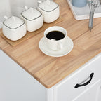 Coastal Sideboard with Wooden Countertop and Storage Drawers White