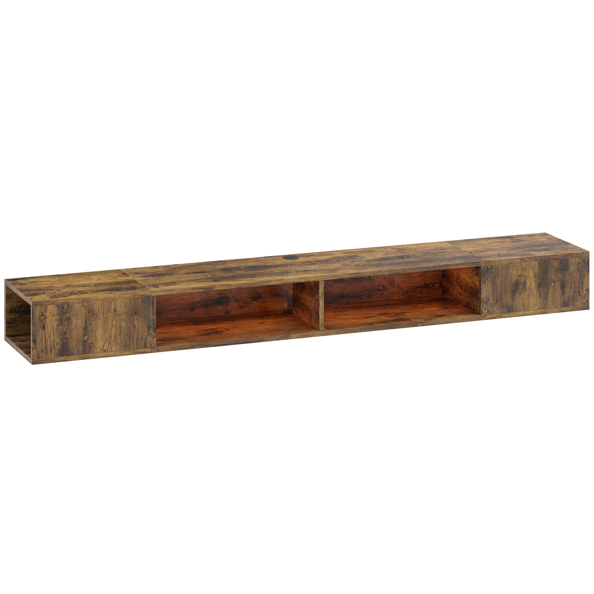 Floating Wall-Mounted TV Stand with RGB LED Lights - Rustic Brown