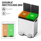 Dual Compartment Recycling Bin with Deodoriser Holders - Silver (Alt)