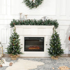 Set of 2 3ft Pre-Lit Tabletop Christmas Trees with LED Lights