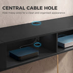 Black Floating Wall-Mounted TV Stand with RGB LED Lights