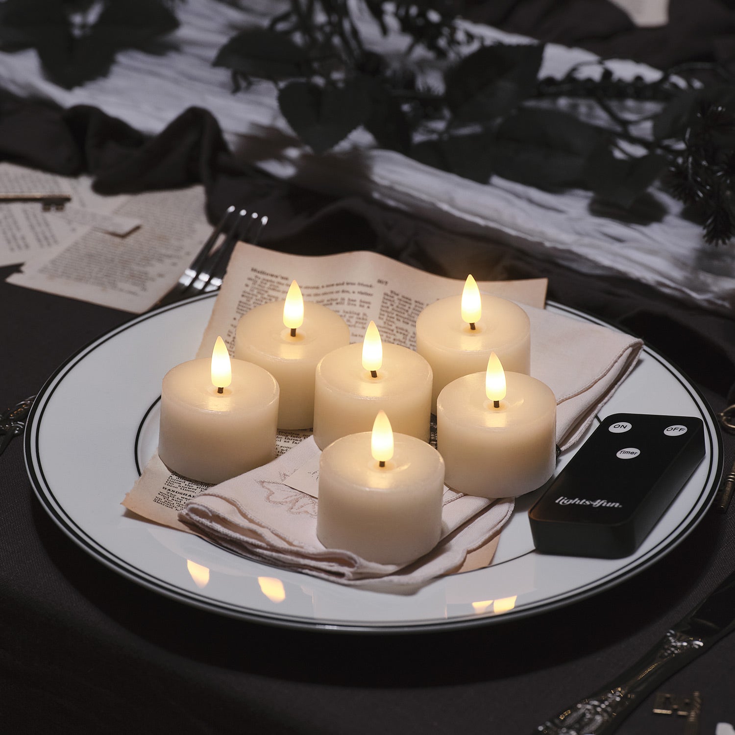 LED Flameless Wax Votive Candle Set with Realistic Glow
