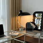 ScandiArc Table Lamp with Bauhaus-Inspired Curved Metal Design