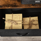 Rustic Brown and Black TV Cabinet with Foldable Linen Drawers