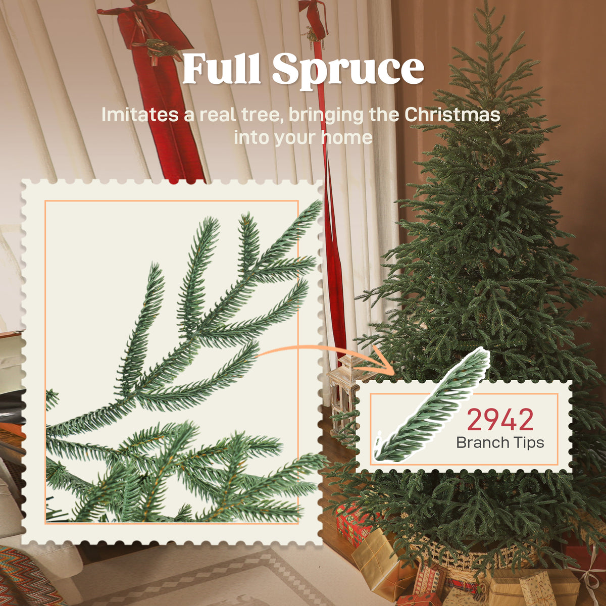 7ft Full Spruce Christmas Tree with Realistic Dense Tips