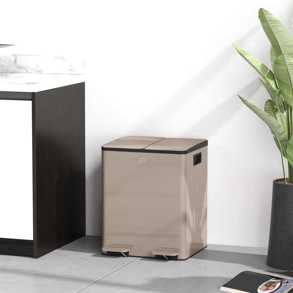 Dual Compartment Recycling Bin with Deodoriser Holders