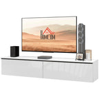 White High Gloss Floating TV Cabinet with 2 Cupboards