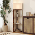 Corner Design Floor Lamp with Shelves and Pull Chain Switch