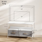 and Black TV Cabinet with Foldable Linen Drawers - White