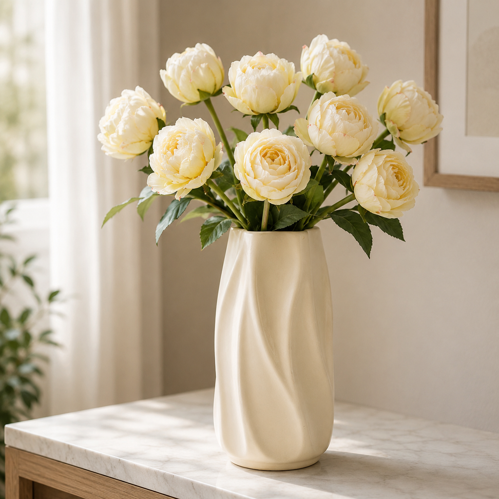 Modern Spiral Ceramic Vase with Matte Finish