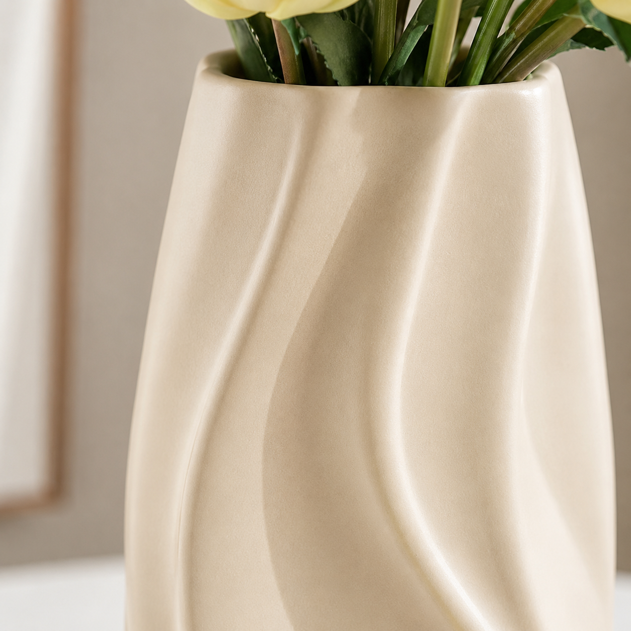 Modern Spiral Ceramic Vase with Matte Finish