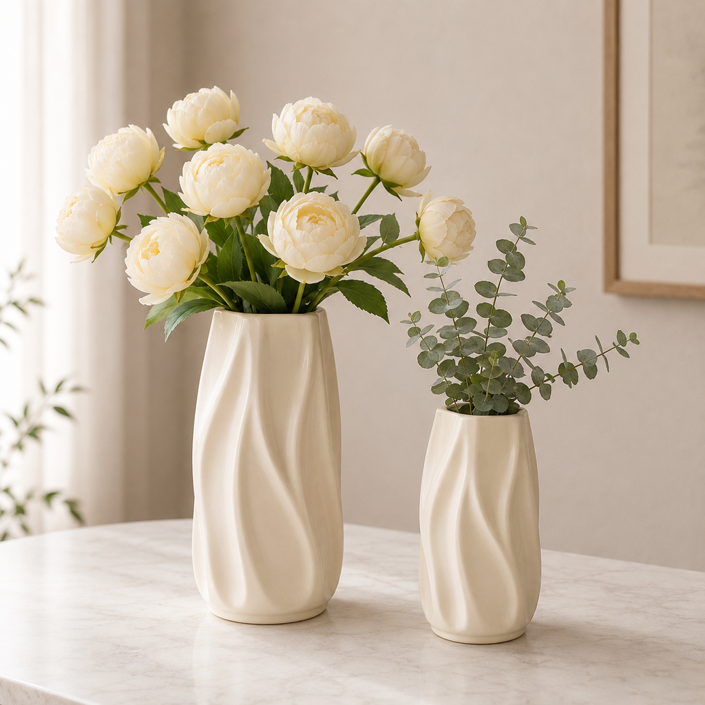 Modern Spiral Ceramic Vase with Matte Finish